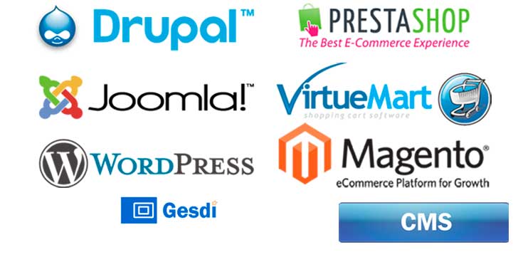 Drupal, Joomla y Wordpress. Prestashop, Virtuemart y Magento.