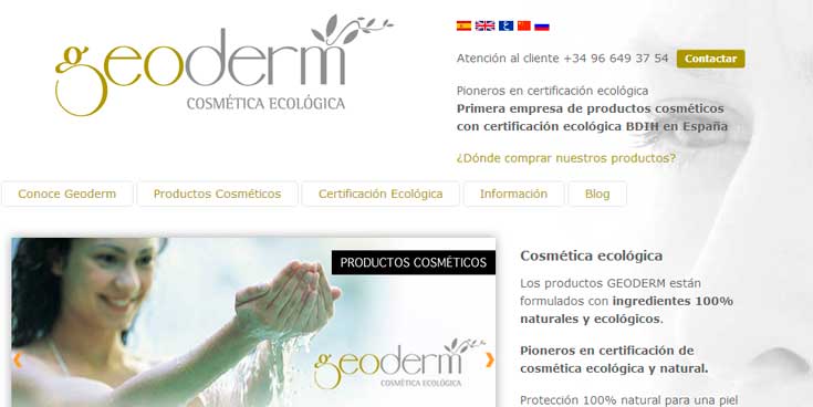 Página web de marca de cosméticos ecológicos bio y naturales