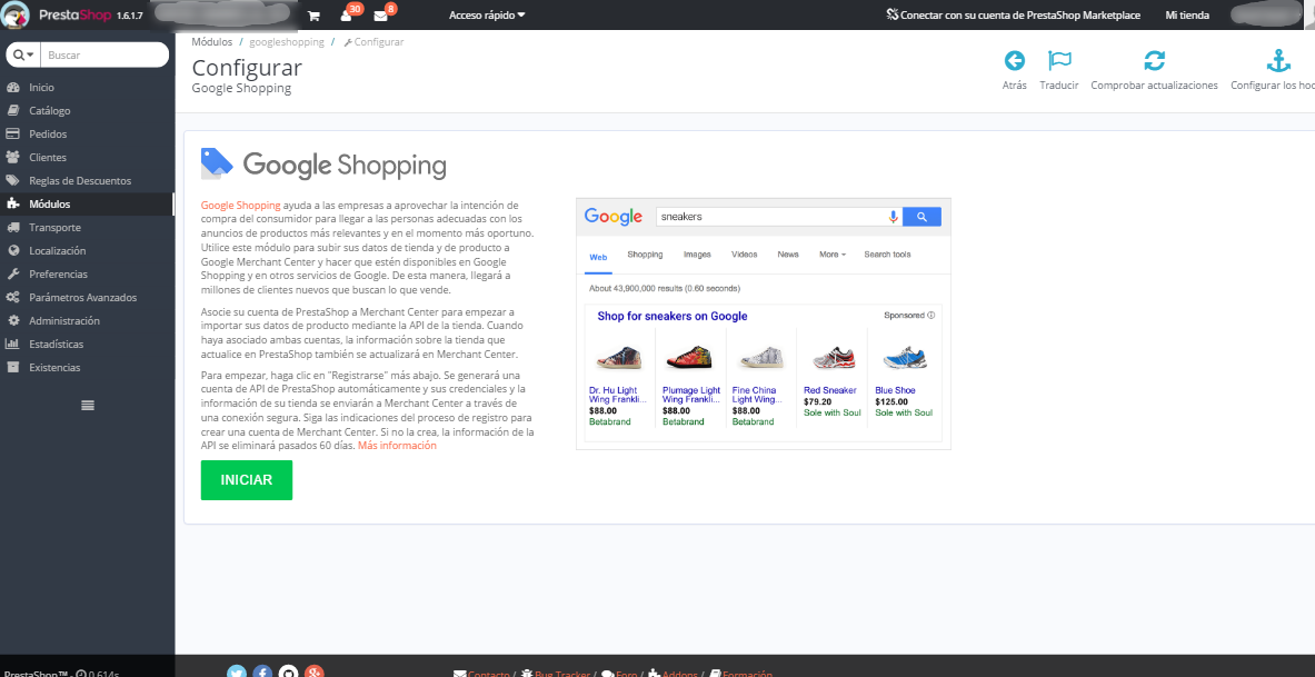 Módulo PrestaShop para Google Shopping